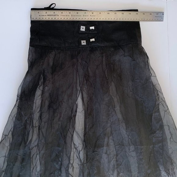 French Designer Biche de Bère vintage tiered/crinkled/pliseé sheer maxi skirt - Picture 14 of 15